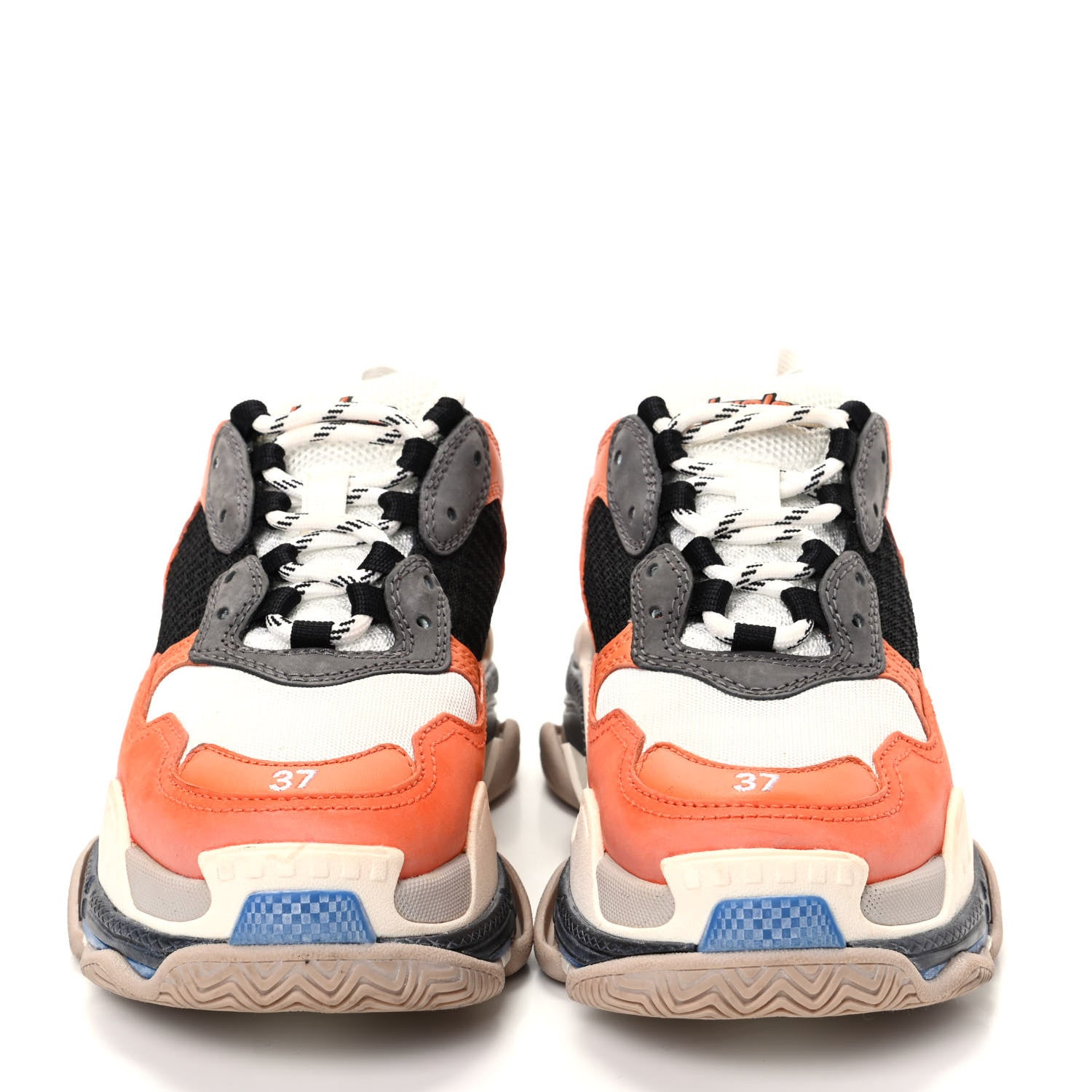 Balenciaga Mesh Nubuck Womens Triple S Sneakers 37 Orange Gris Black 2 of 11