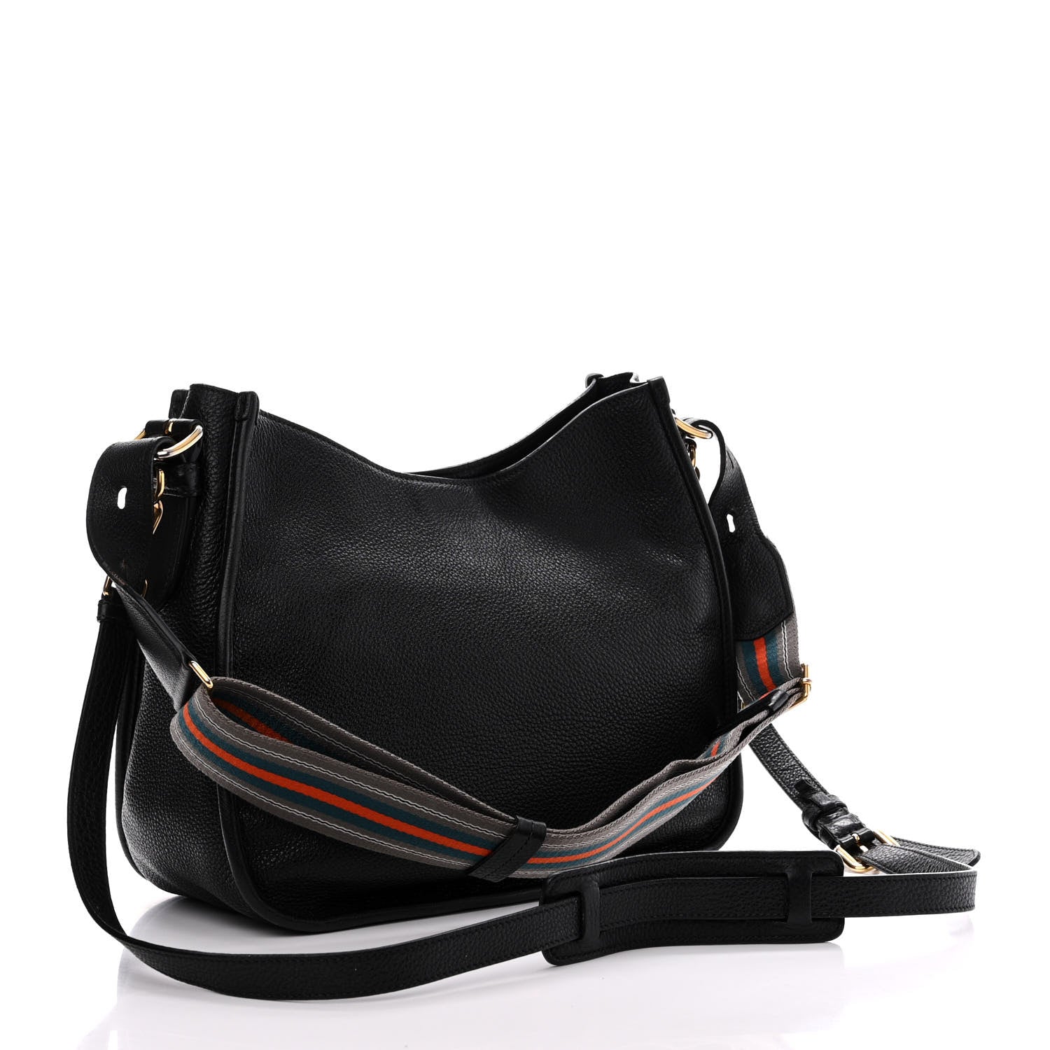 Prada Vitello Daino Zippered Messenger Hobo Black 3 of 17