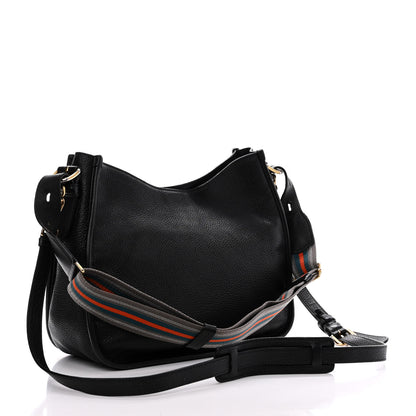 Prada Vitello Daino Zippered Messenger Hobo Black 3 of 17