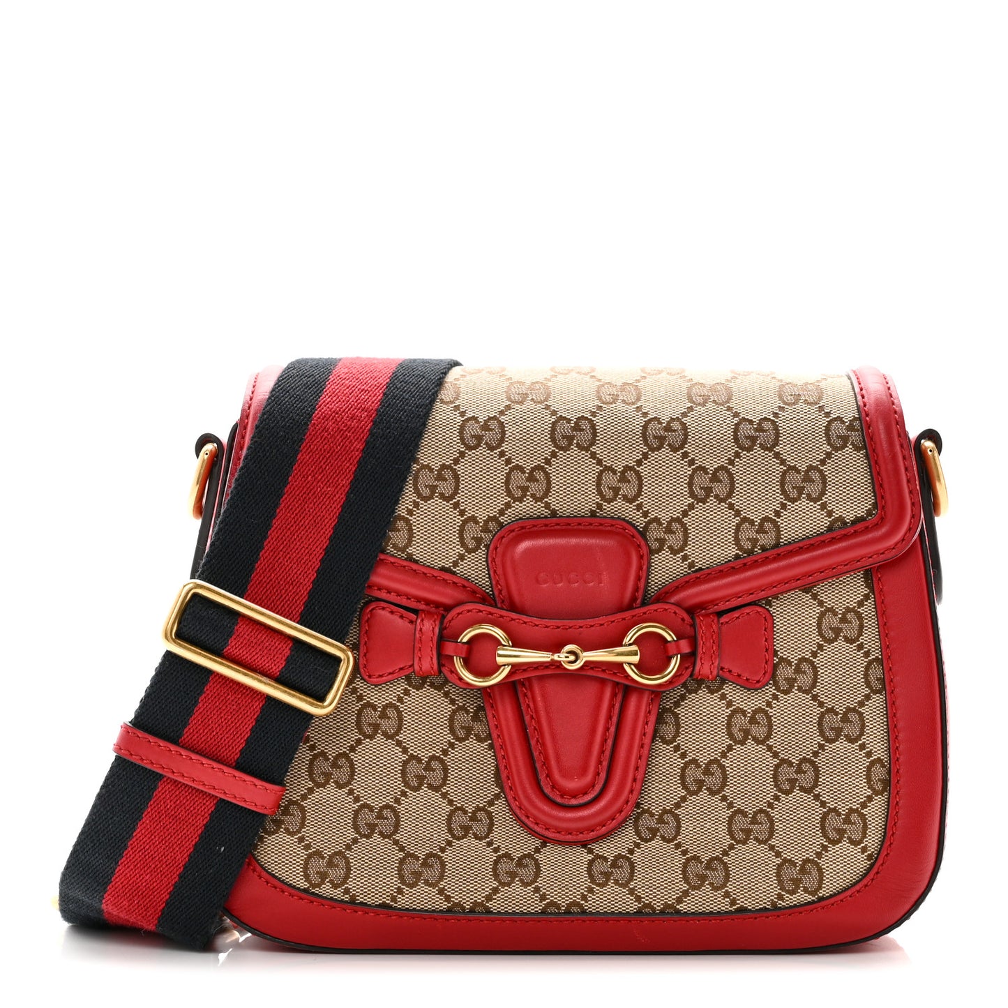 Monogram Ruinart Calfskin Medium Lady Web Shoulder Bag Beige Ebony Hibiscus Red