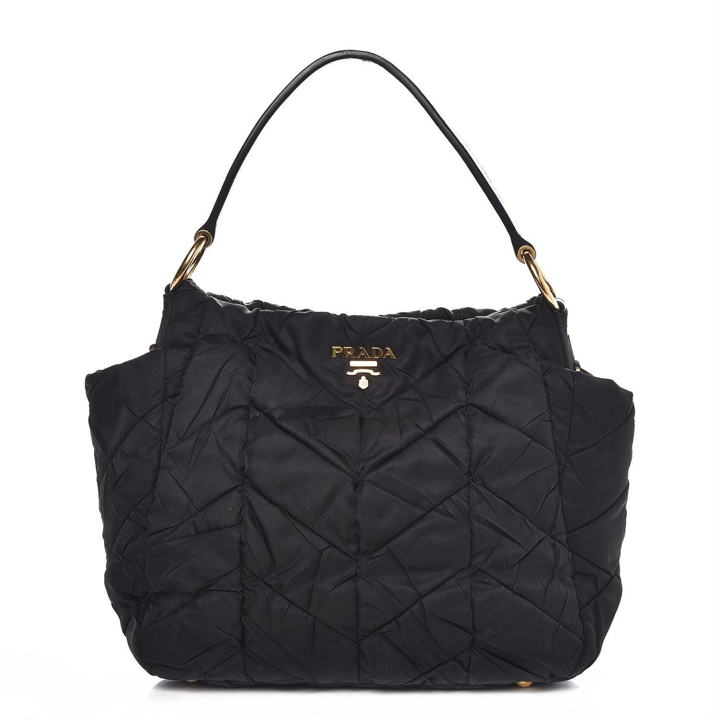 Tessuto Nylon Chevron Quilted Shoulder Bag Nero Black
