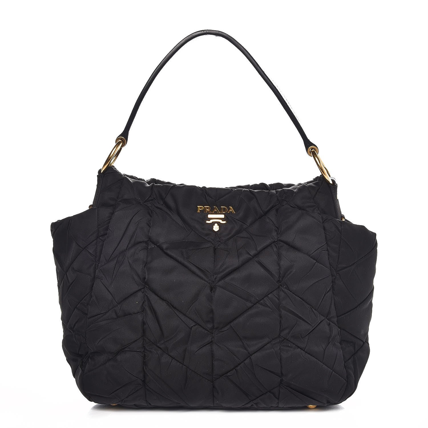 Prada Tessuto Nylon Chevron Quilted Shoulder Bag Nero Black 1 of 8