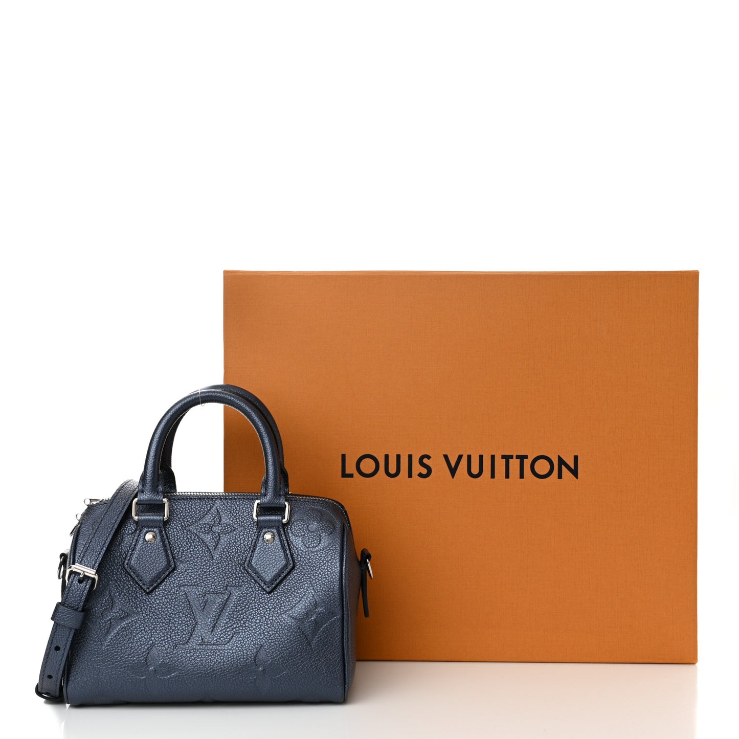 Metallic Empreinte Monogram Giant Speedy Bandouliere 20 Navy Nacre