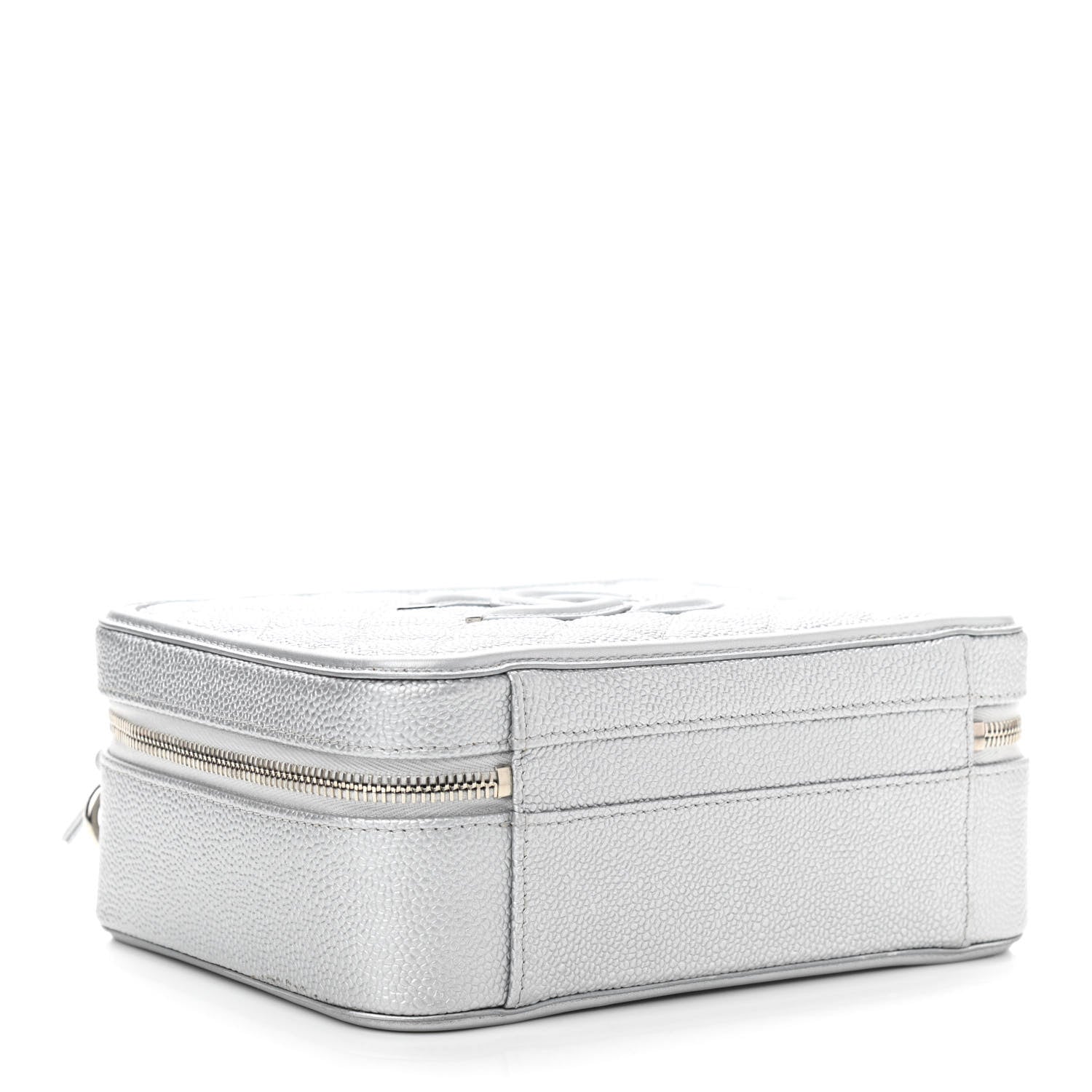 Chanel Metallic Caviar Quilted Medium CC Filigree Vanity Case Silver 4 of 10