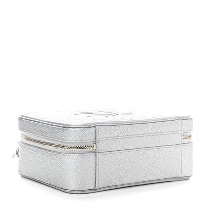 Chanel Metallic Caviar Quilted Medium CC Filigree Vanity Case Silver 4 of 10