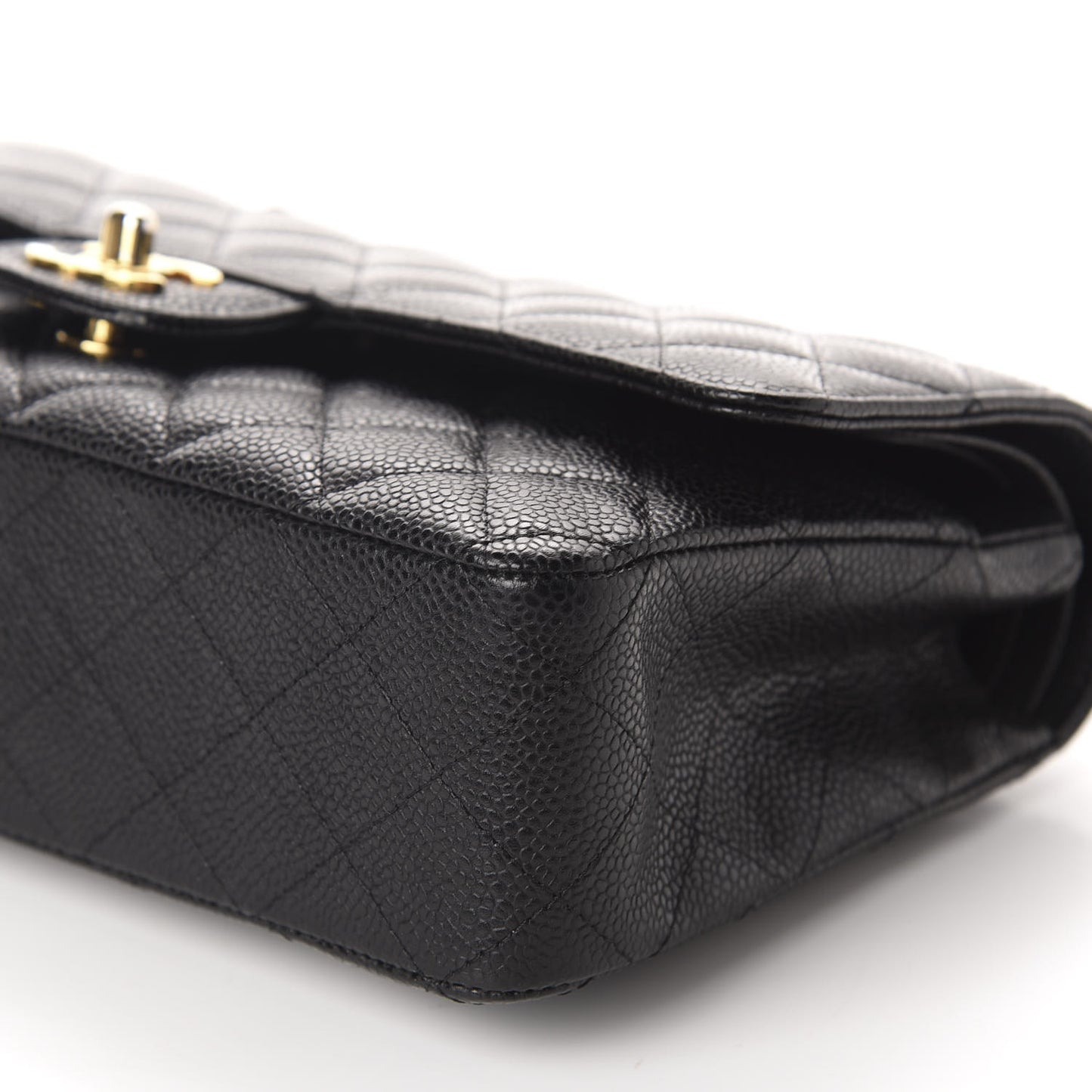 Caviar Quilted Medium Double Flap Black