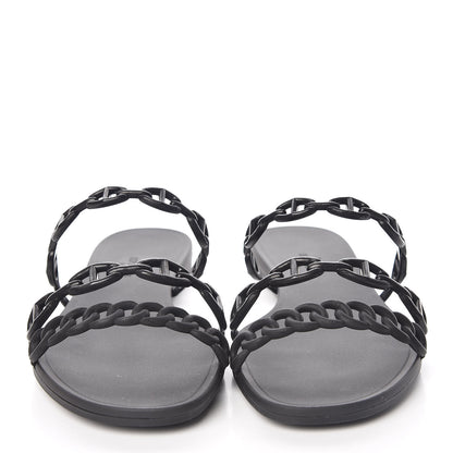 Hermes Rubber Chaine d'Ancre Rivage Sandals 37 Black 2 of 8