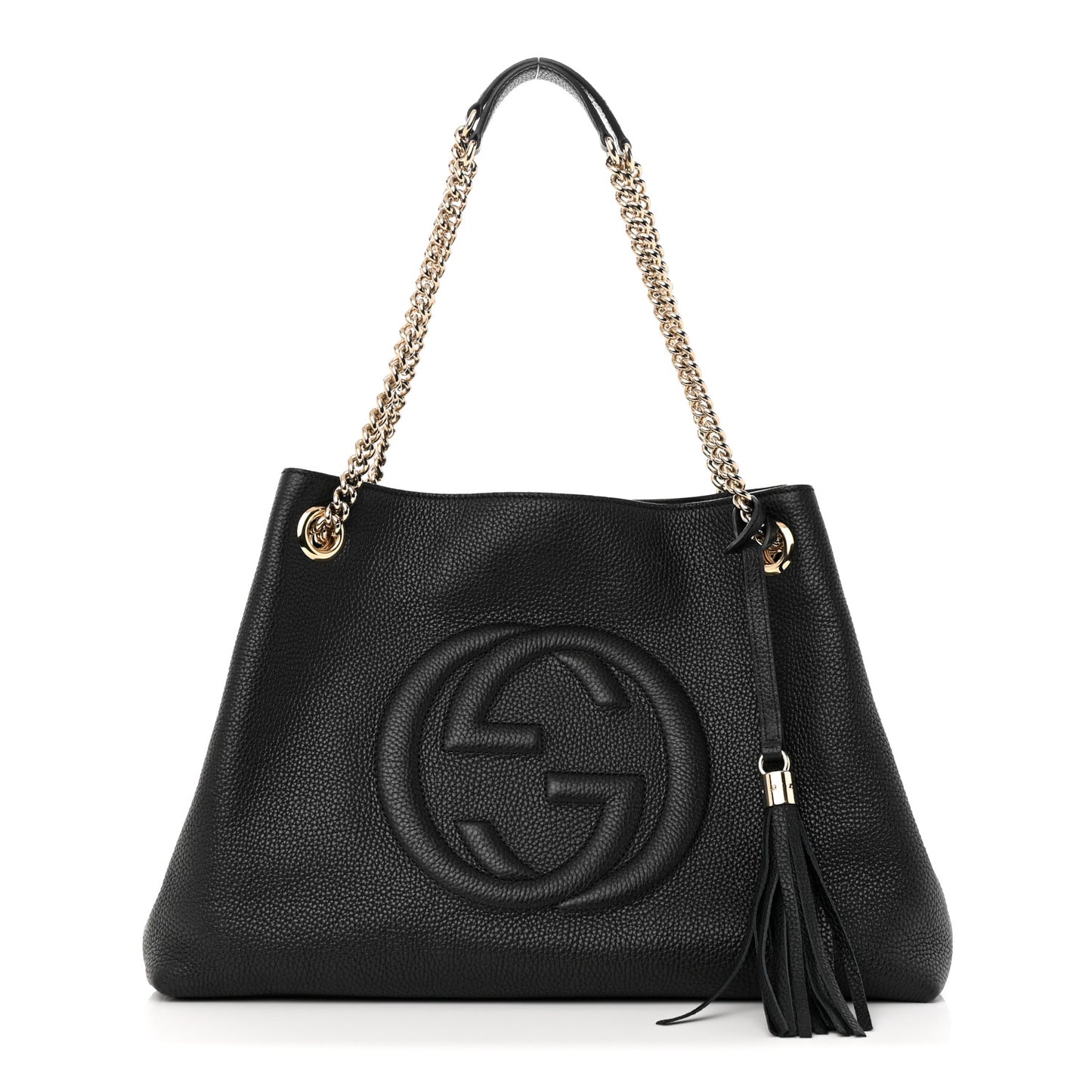 Pebbled Calfskin Medium Soho Chain Shoulder Bag Black