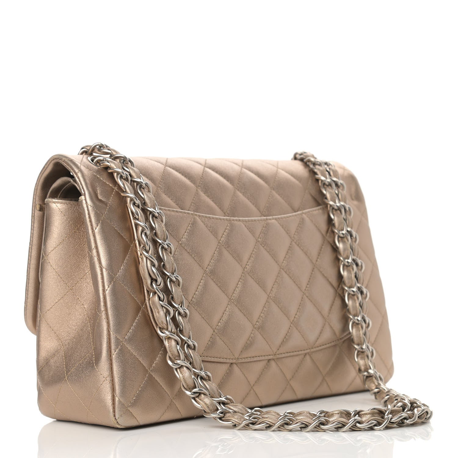 Chanel Metallic Lambskin Quilted Jumbo Double Flap Gold 2 of 17