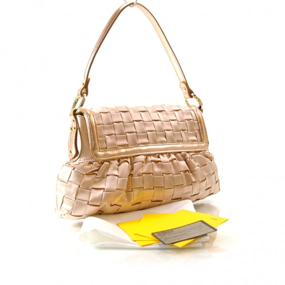 Fendi Satin Shantung Small Chef Shoulder Bag Pink 3 of 12