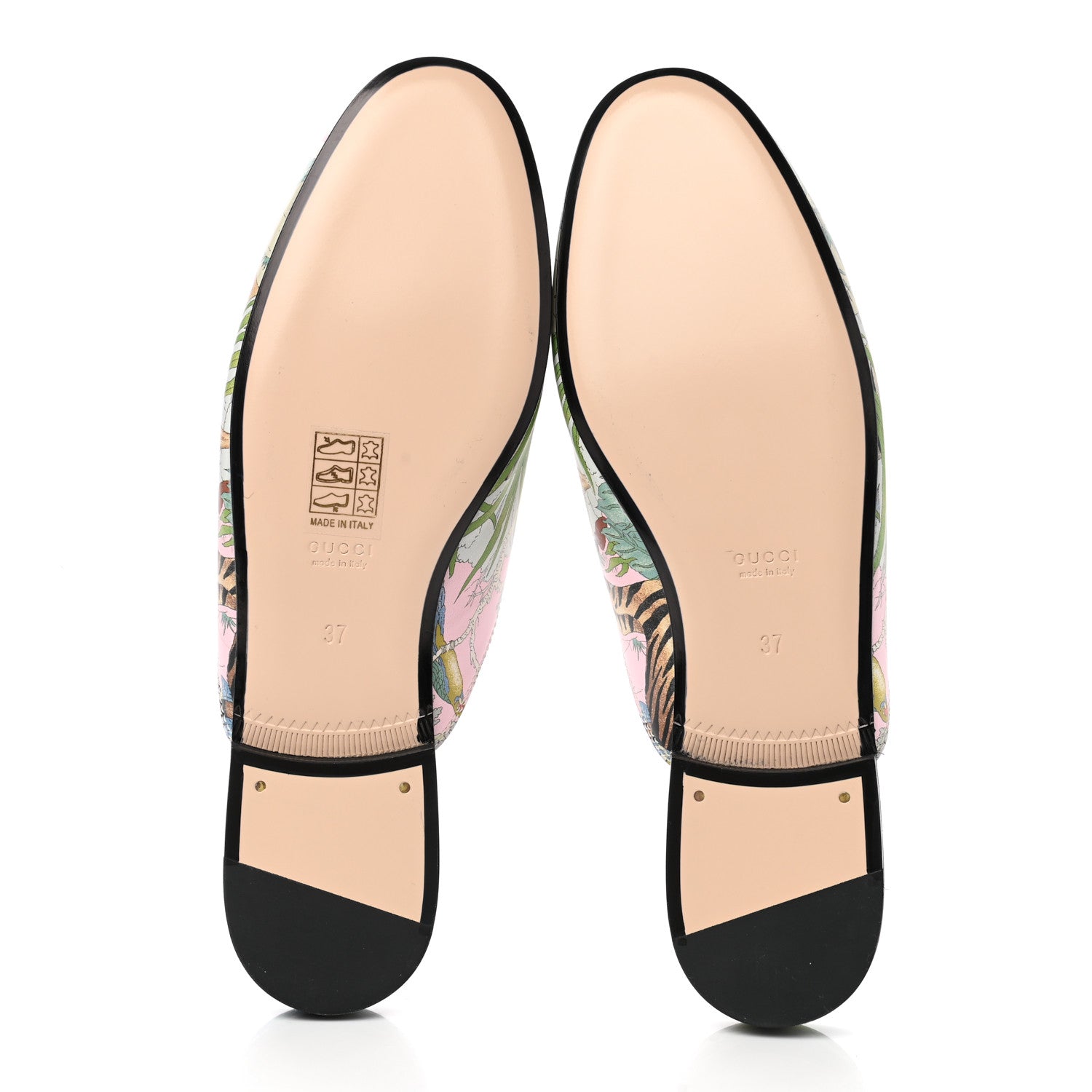 Gucci Calfskin Tiger Savanah Womens Princetown Slippers 37 Pink Green 5 of 8