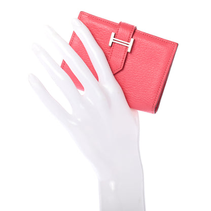 Hermes Chevre Mysore Mini Bearn Wallet Rose Lipstick 2 of 9