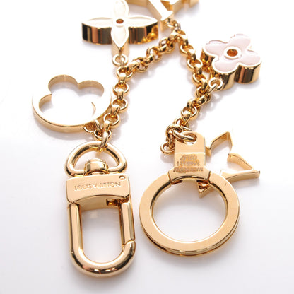 Louis Vuitton Brass Enamel Fleur De Monogram Bag Charm Chain Gold 4 of 4