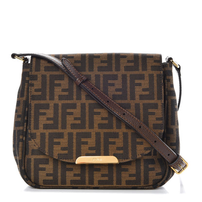 Fendi Zucca Vitello Artic Small Messenger Bag Tobacco Castagna 1 of 7