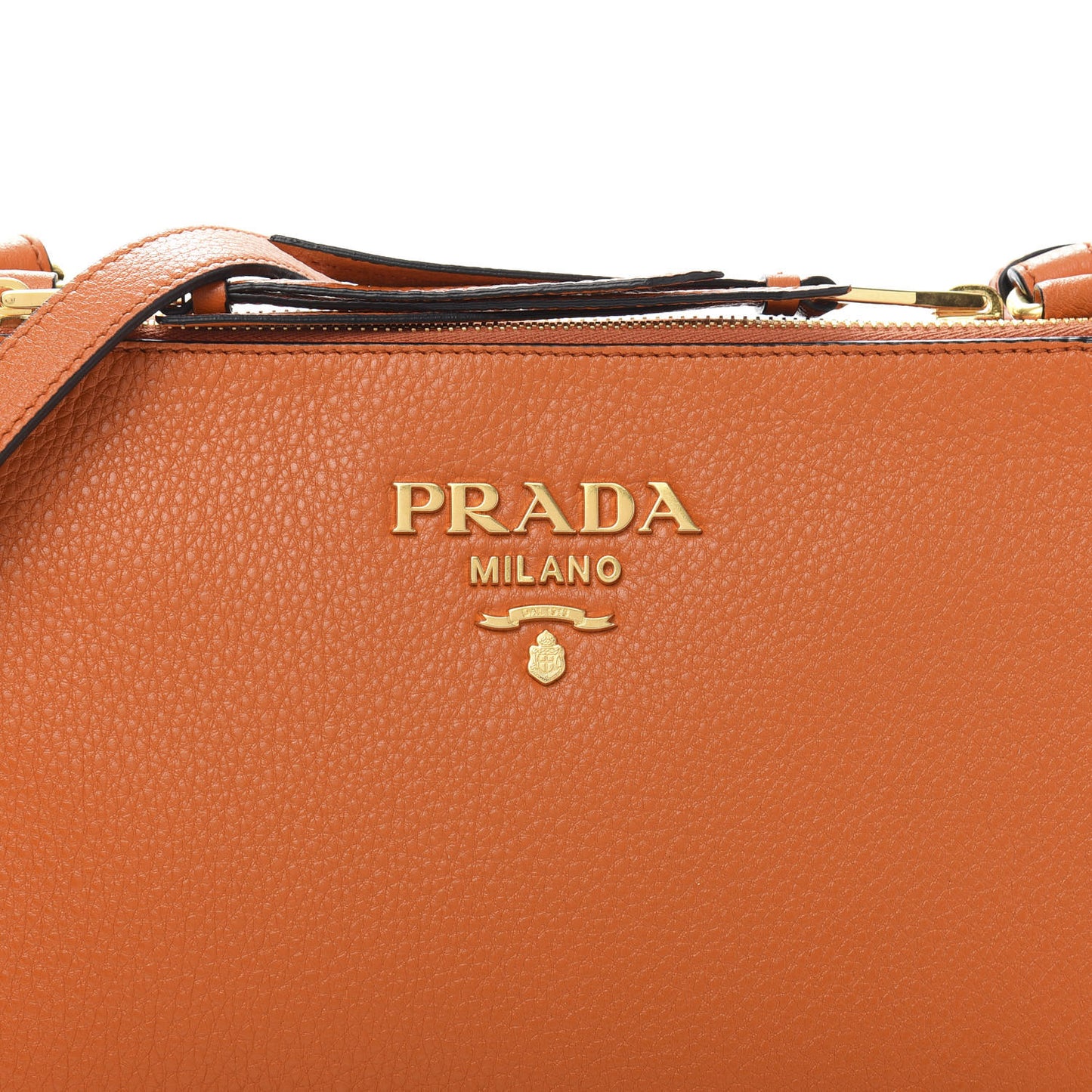 Vitello Daino Double Zip Crossbody Bag Papaya