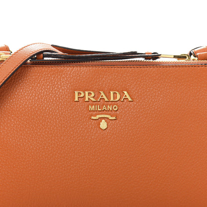 Prada Vitello Daino Double Zip Crossbody Bag Papaya 10 of 10