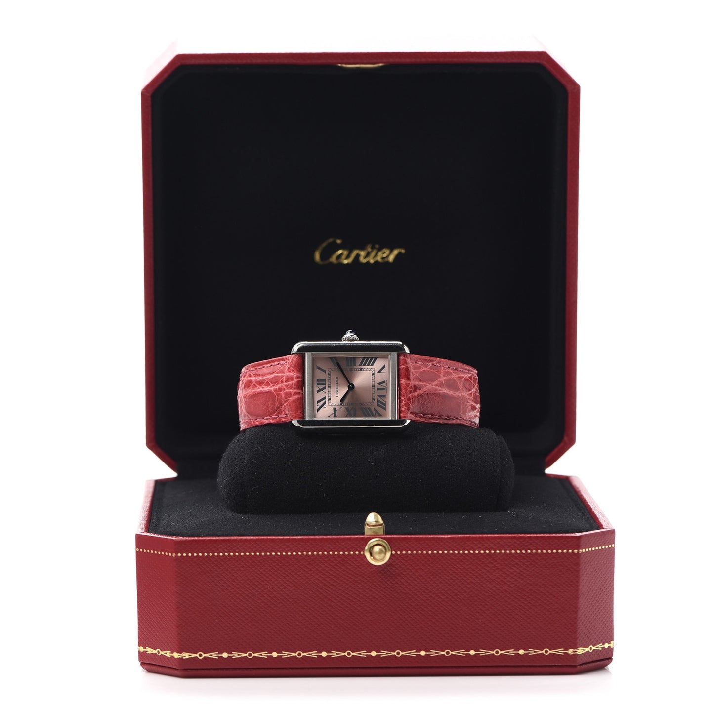 Stainless Steel Alligator 24mm Tank Solo Quartz Watch Red