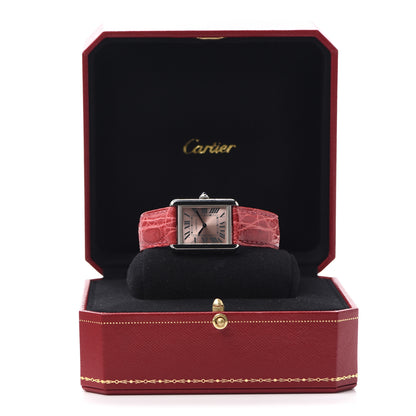 Cartier Stainless Steel Alligator 24mm Tank Solo Quartz Watch Red 6 of 6