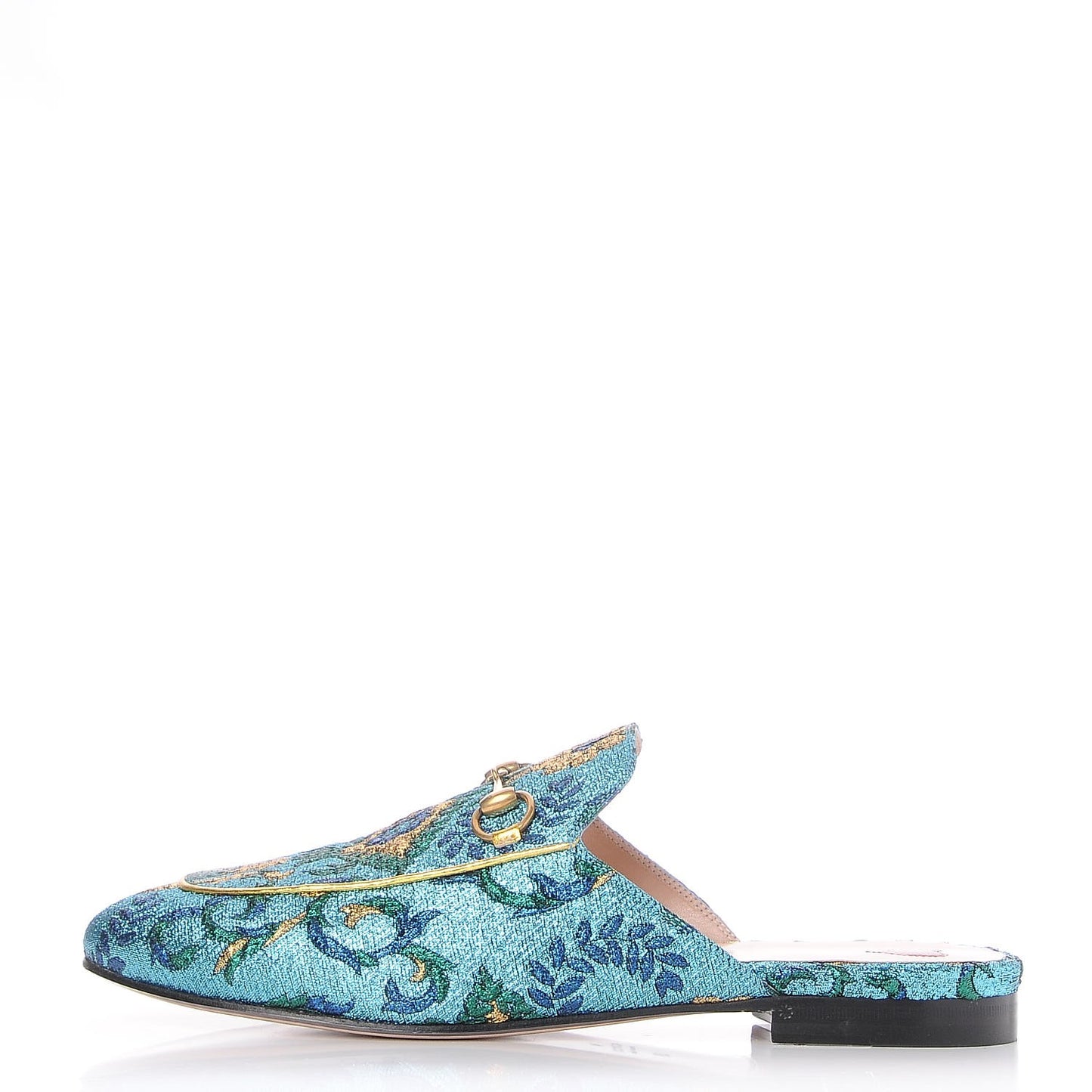 Iridescent Brocade Womens Princetown Slippers 39 Azure Multicolor Oro