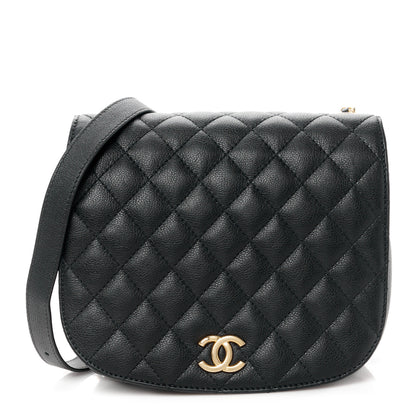 Chanel Grained Calfskin Quilted Messenger Flap Black 1 of 10