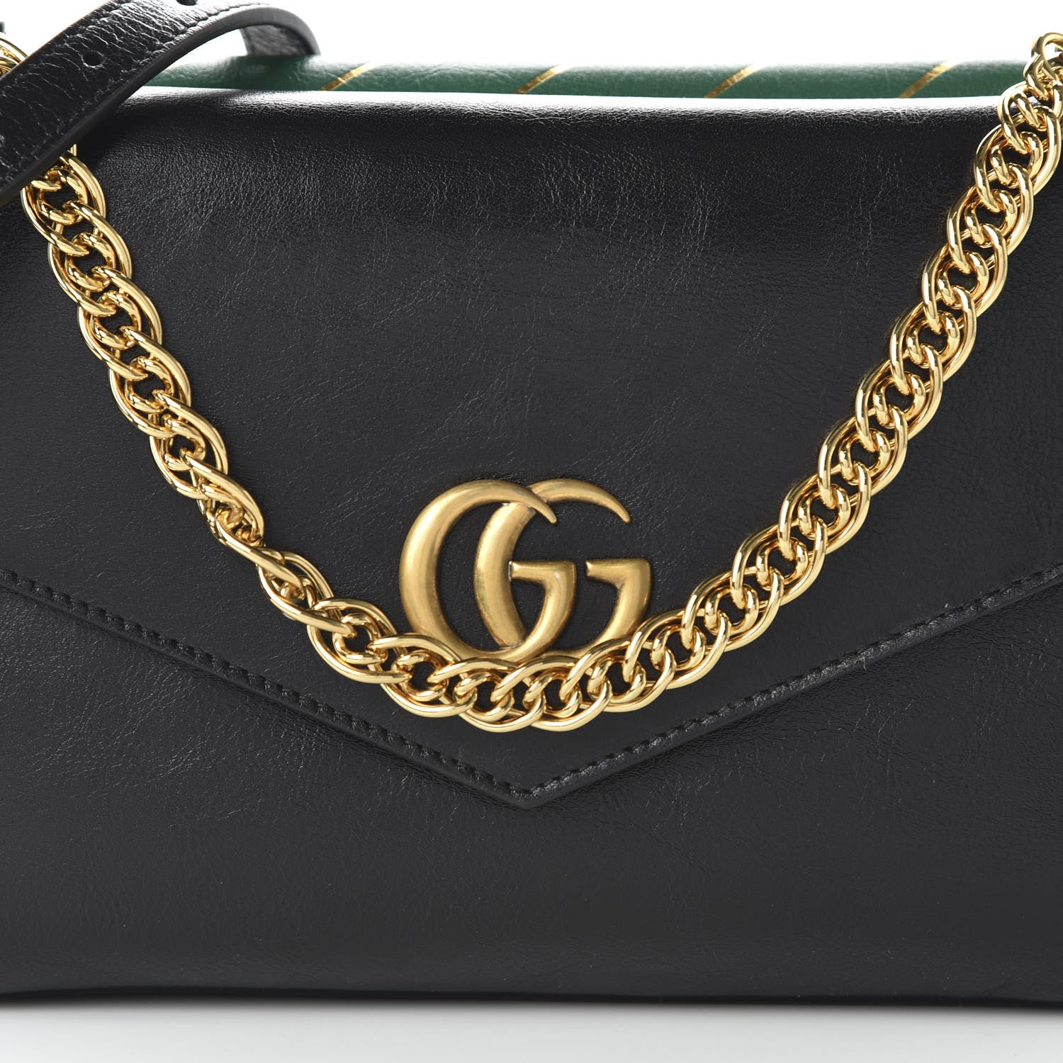 Gucci Calfskin Diagonal GG Medium Thiara Double Envelope Shoulder Bag Emerald Green Black 10 of 10