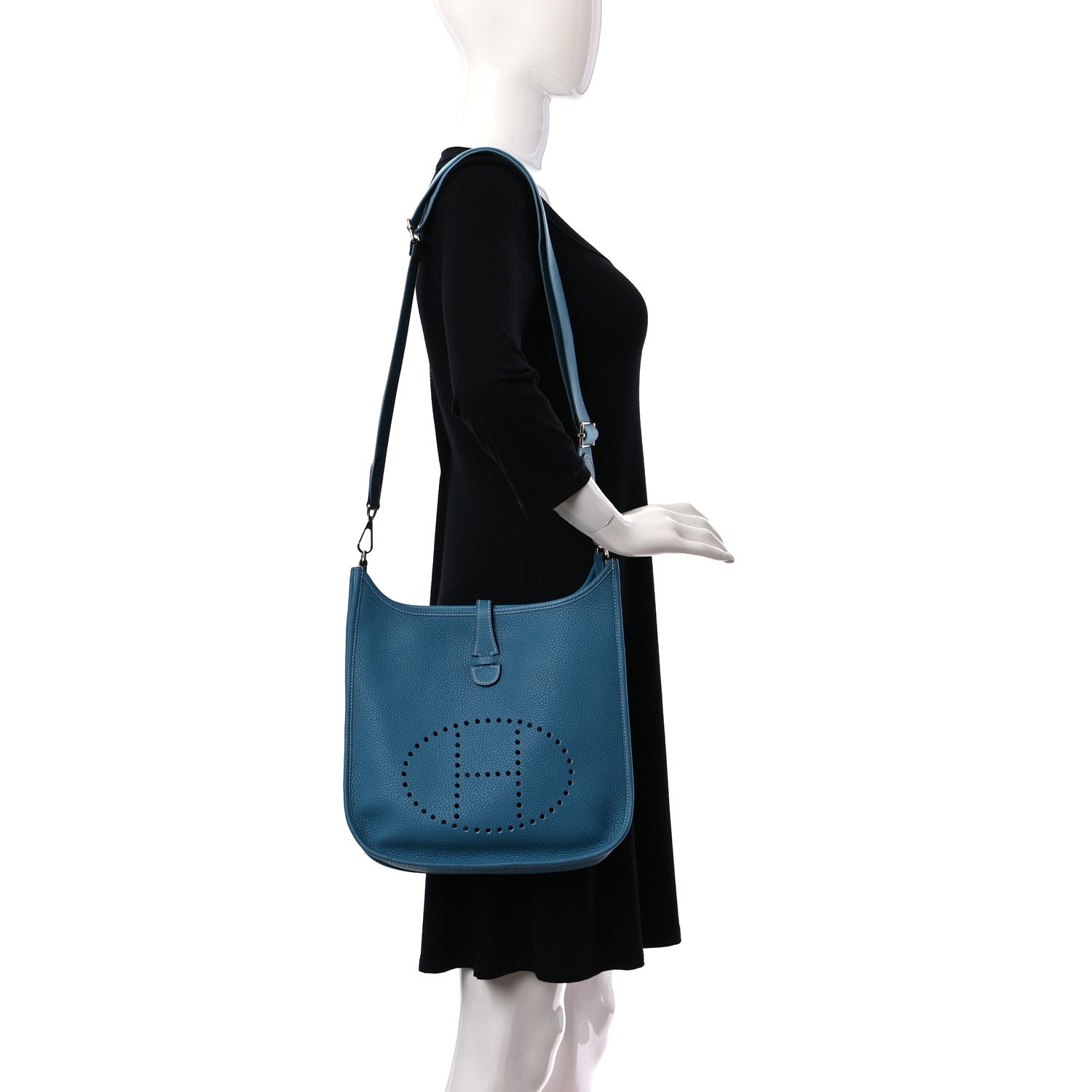 Hermes Taurillon Clemence Evelyne III PM Blue Jean 2 of 10