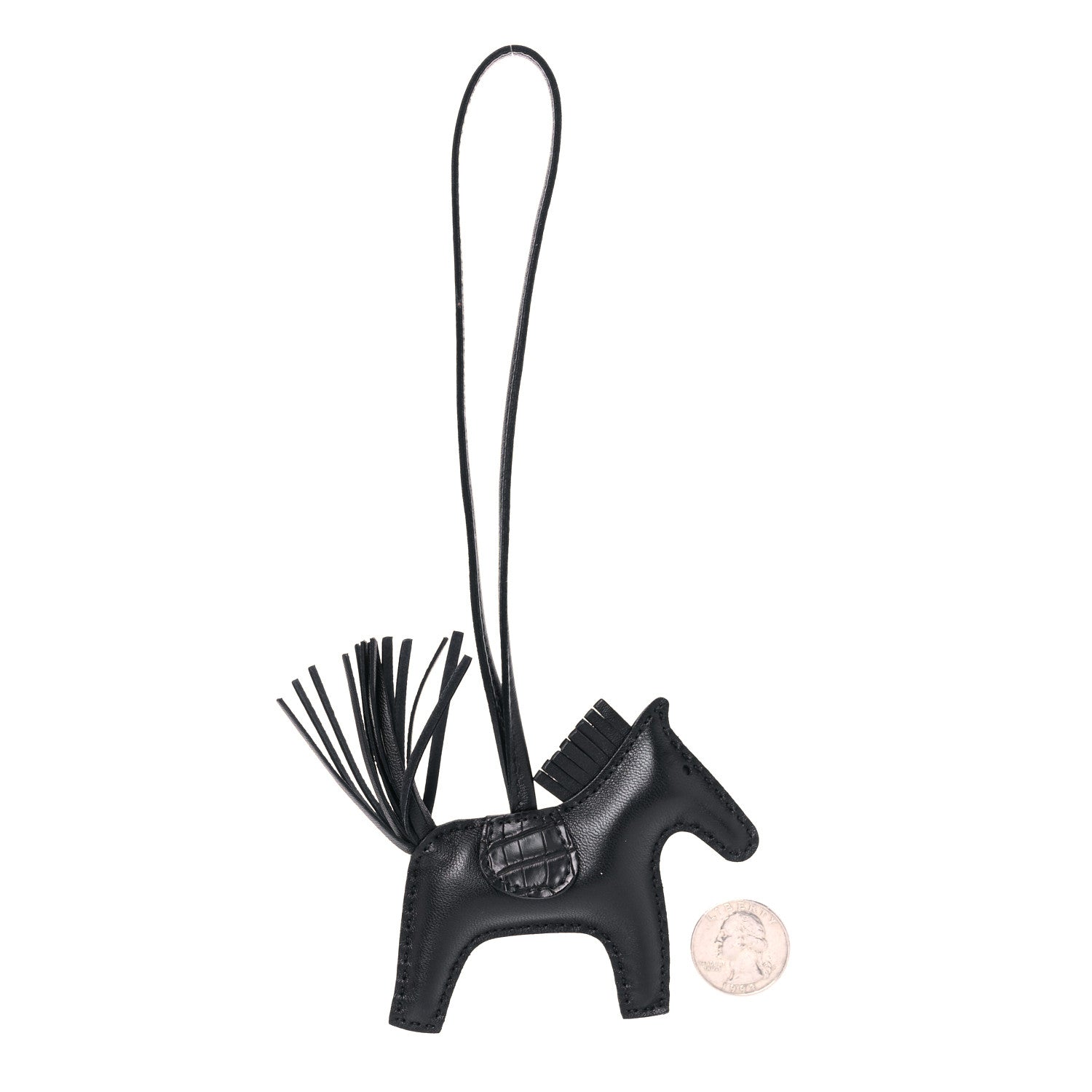 Hermes Milo Lambskin Matte Alligator Touch Grigri Rodeo Horse Bag Charm PM So Black 2 of 4