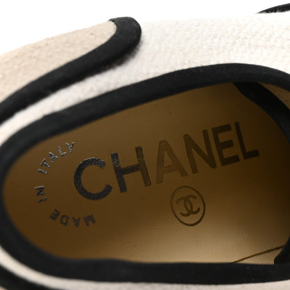 Chanel Raffia Lace Up Wedge Espadrilles 37 Beige 8 of 9