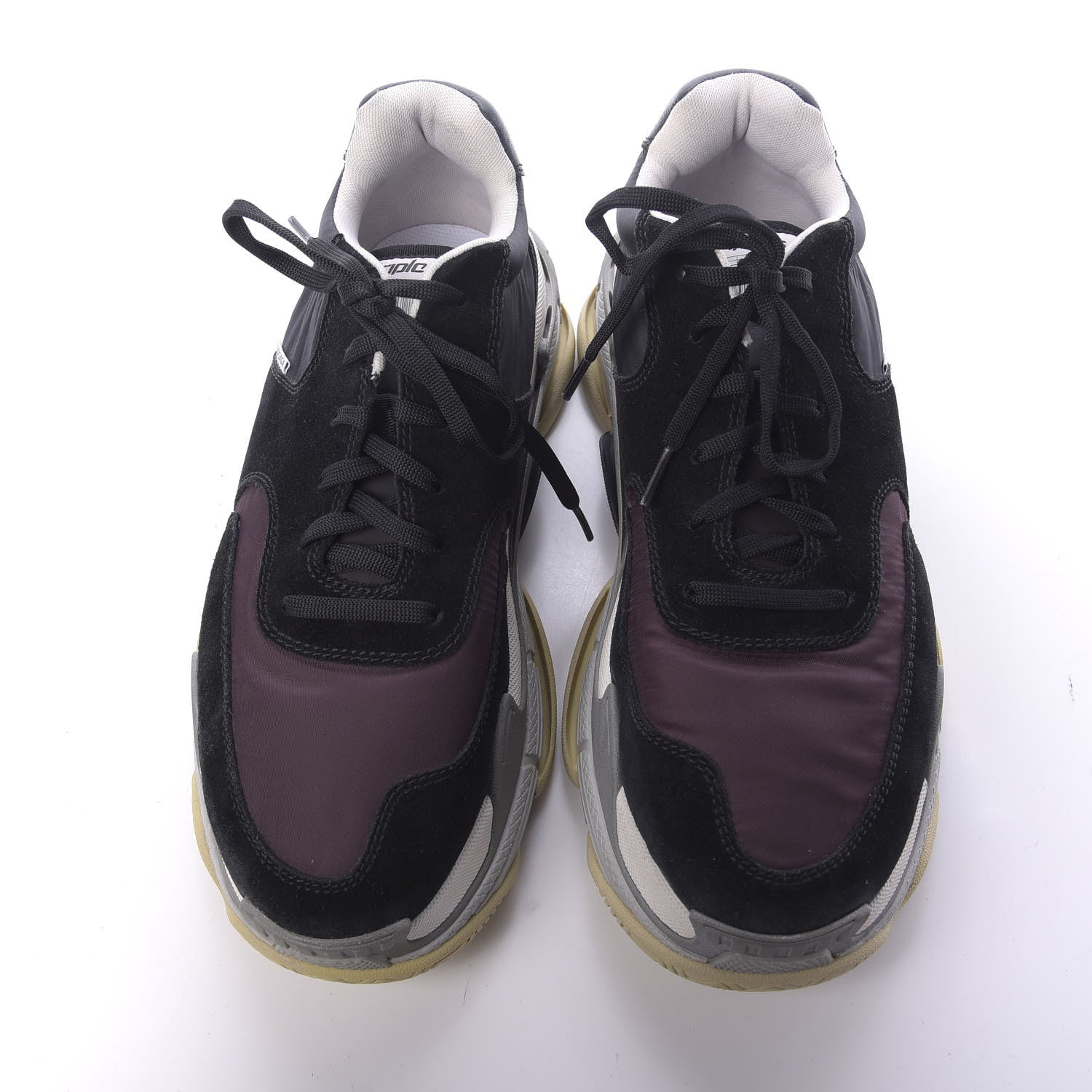 Balenciaga Nylon Suede Mens Triple S 2.0 Sneakers 45 Black Bordeaux 6 of 10
