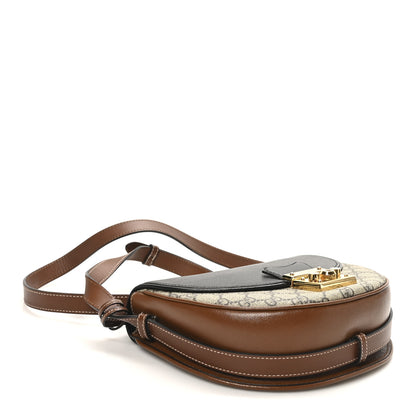 Gucci GG Supreme Monogram Calfskin Small Padlock Messenger Shoulder Bag Beige Black Cuir 4 of 10