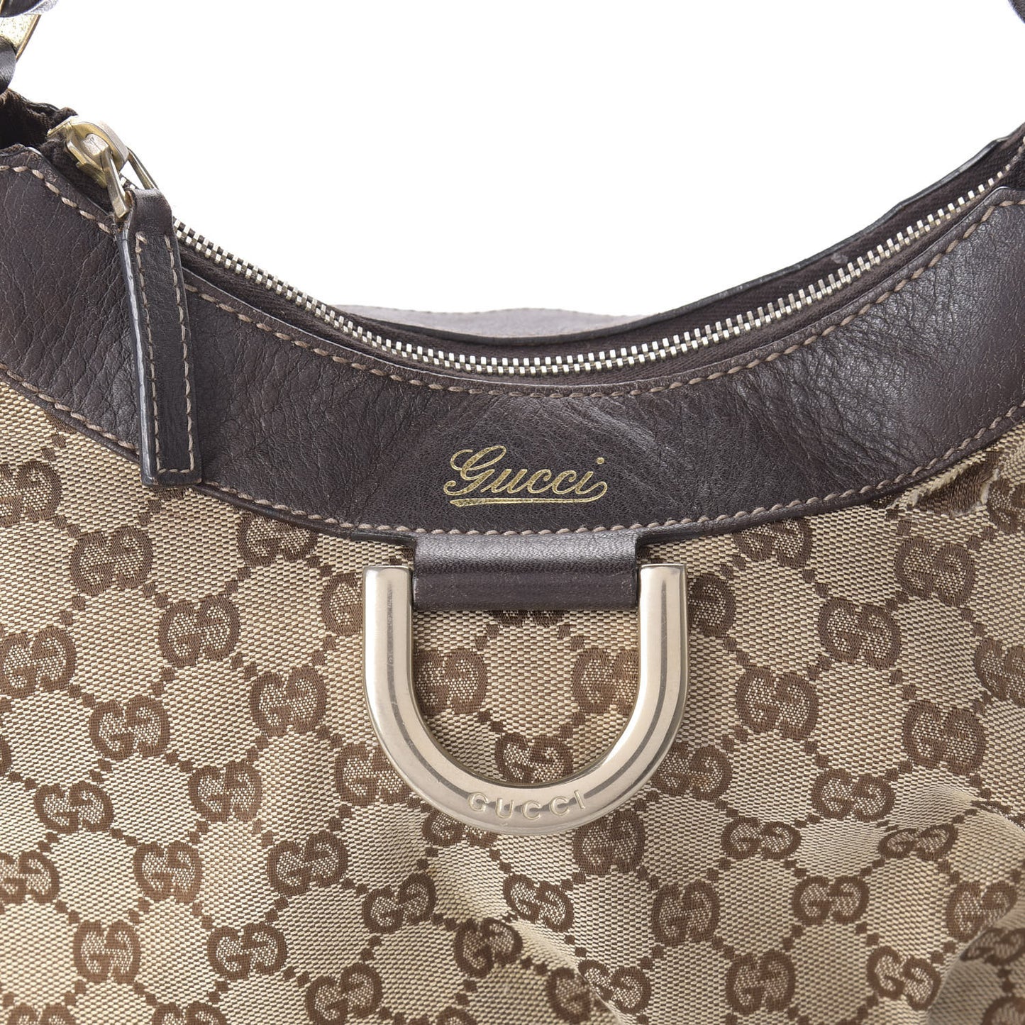 Monogram Medium D Gold Ring Hobo Dark Brown