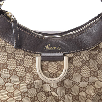 Gucci Monogram Medium D Gold Ring Hobo Dark Brown 10 of 11