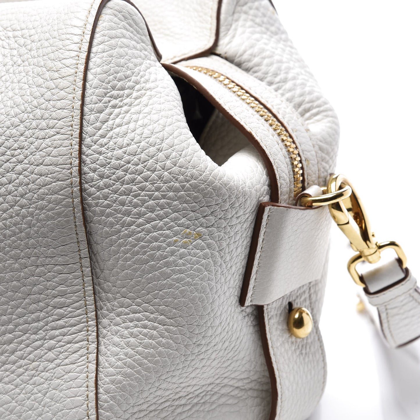 Vitello Daino Medium Top Handle Bag White