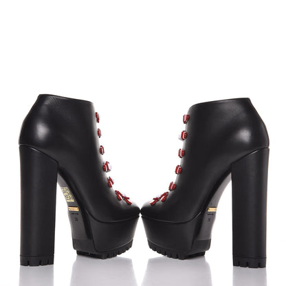 Gucci Calfskin Lifford Lace Up Platform Ankle Boots 36 Black 6 of 11