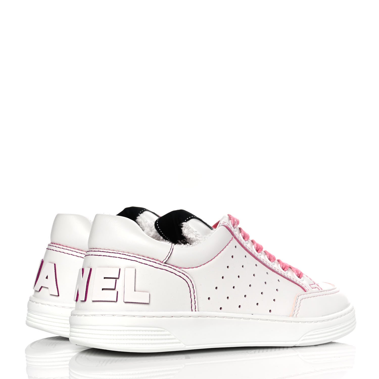 Chanel Calfskin Womens Logo Sneakers 36 White Pink 4 of 10