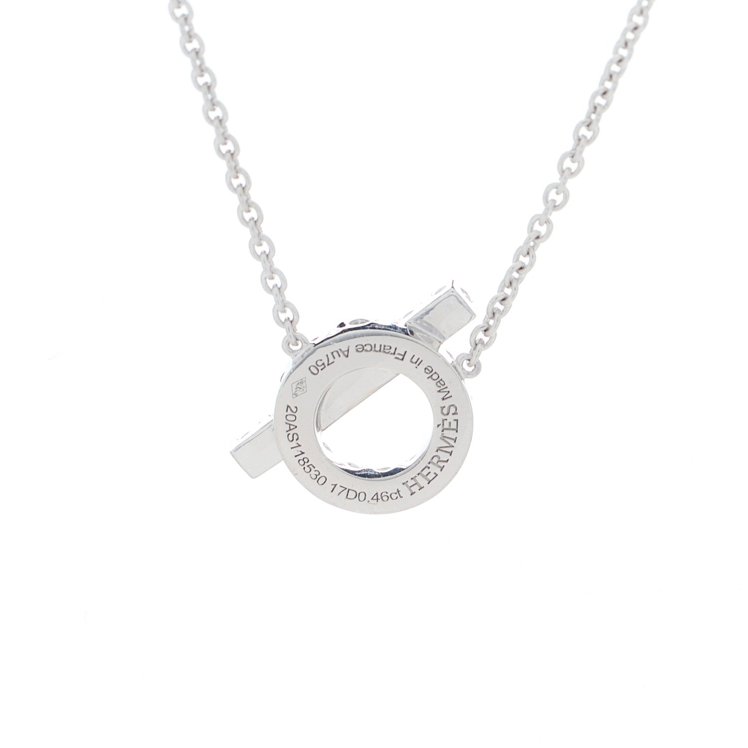 Hermes 18K White Gold Diamond Finesse Pendant Necklace 3 of 4
