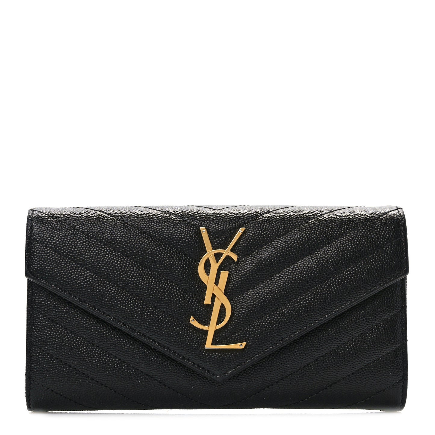 Grain De Poudre Matelasse Chevron Monogram Flap Wallet Black