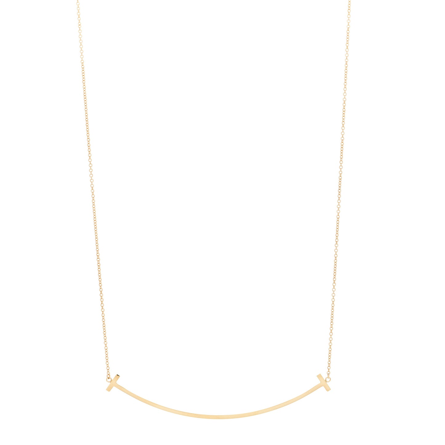 18K Yellow Gold Large T Smile Pendant Necklace