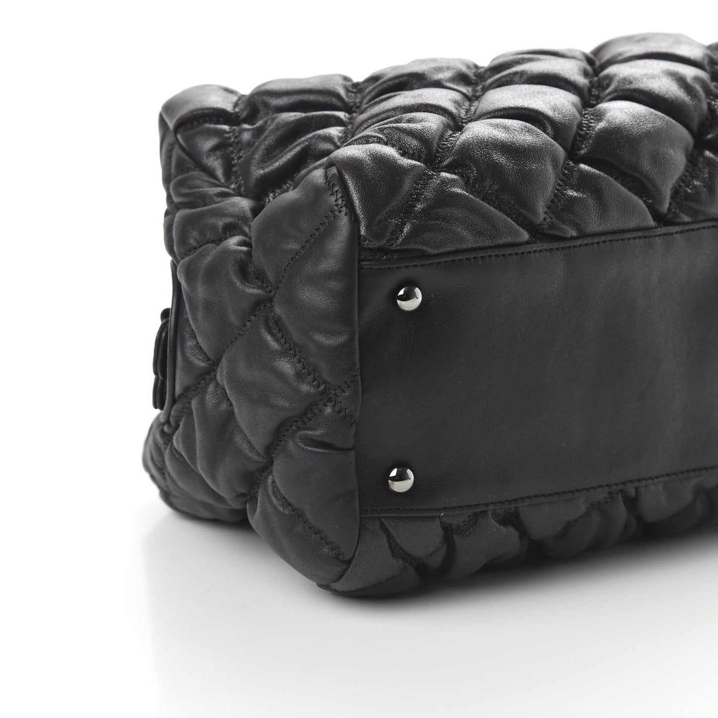 Lambskin Bubble Quilt Bowler Black