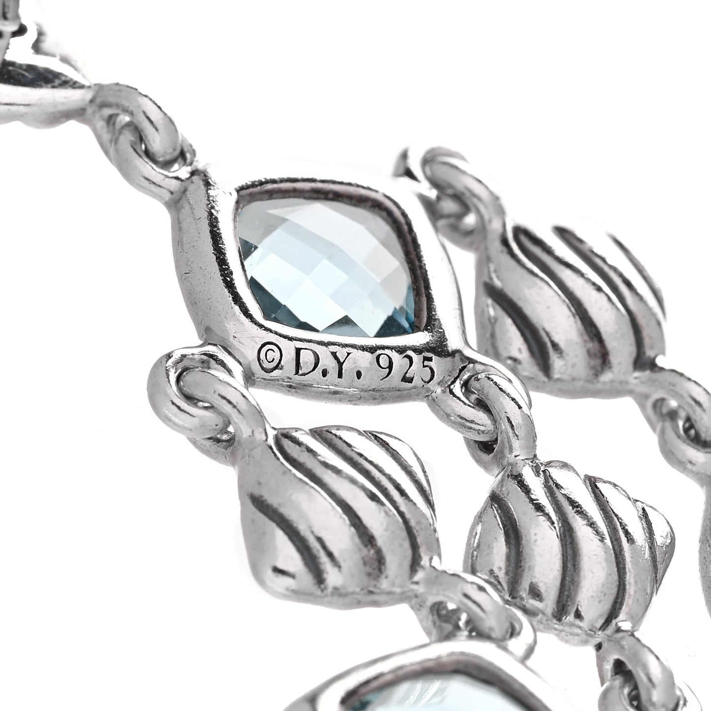 Sterling Silver Blue Topaz Sculpted Cable Chandelier Earrings