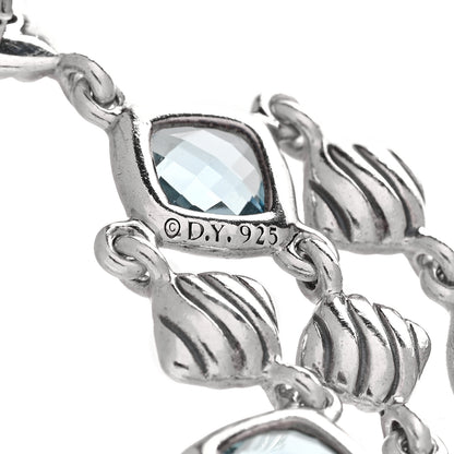 David Yurman Sterling Silver Blue Topaz Sculpted Cable Chandelier Earrings 4 of 4