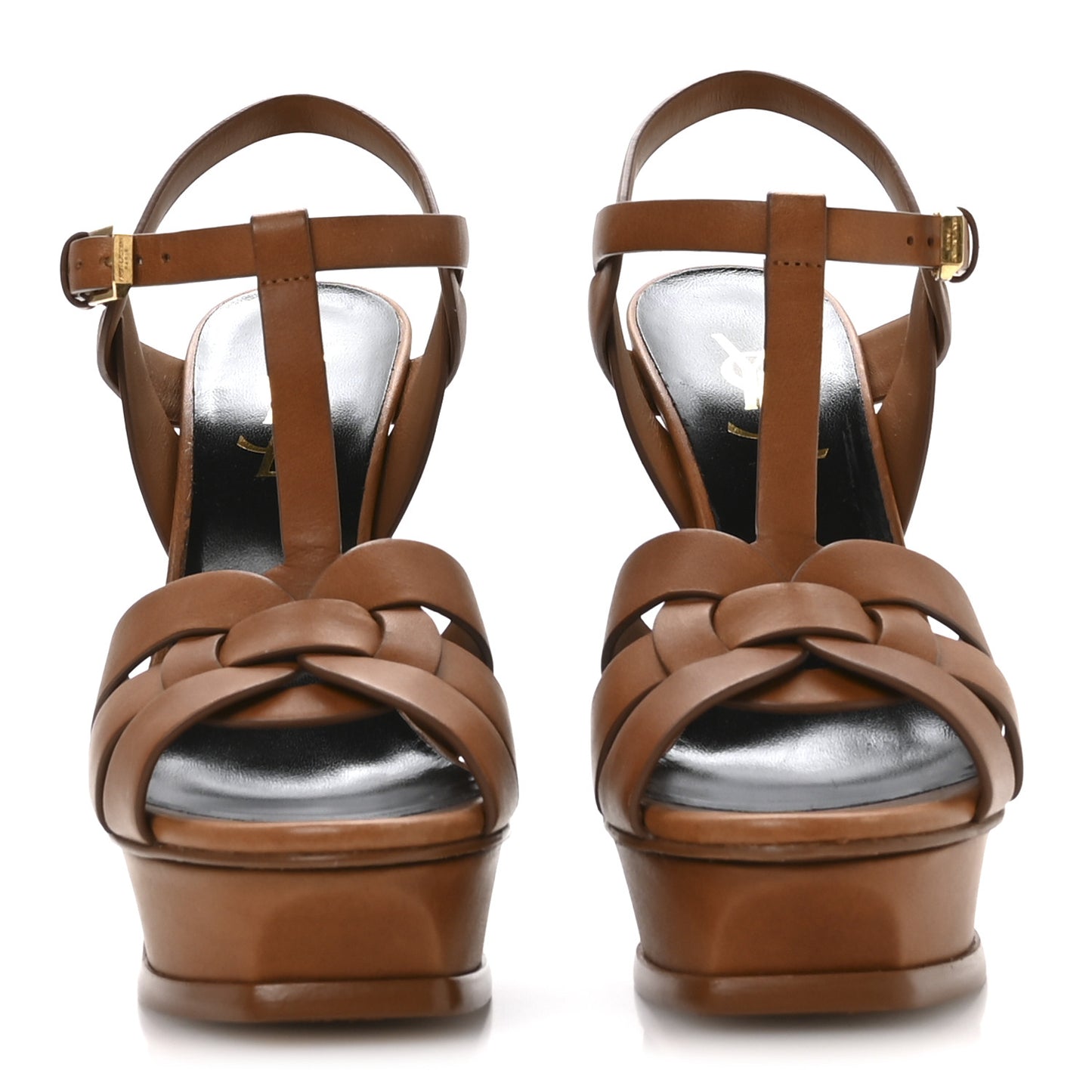 Calfskin Tribute 105 Platform Sandals 36 Amber