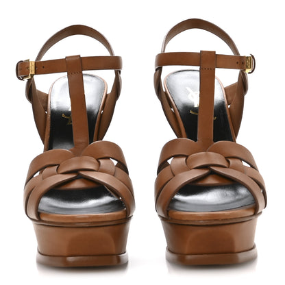 Saint Laurent Calfskin Tribute 105 Platform Sandals 36 Amber 3 of 9
