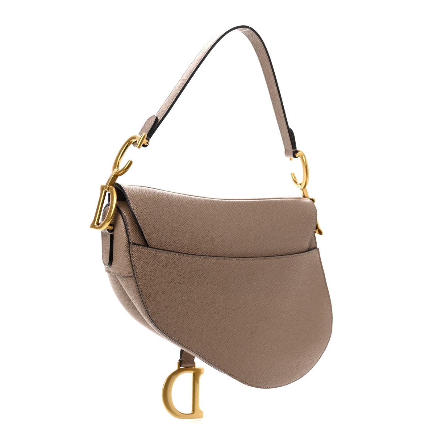 Grained Calfskin Saddle Bag Warm Taupe