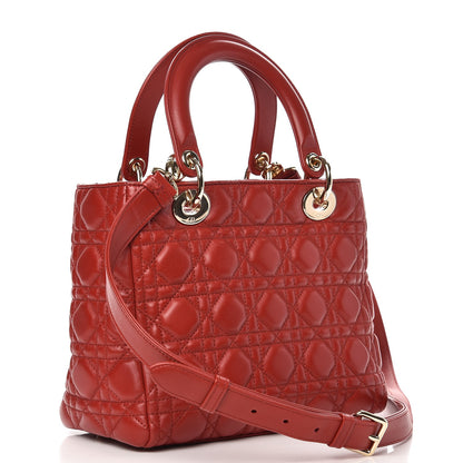 Christian Dior Lambskin Cannage Medium Lady Dior Red 3 of 7