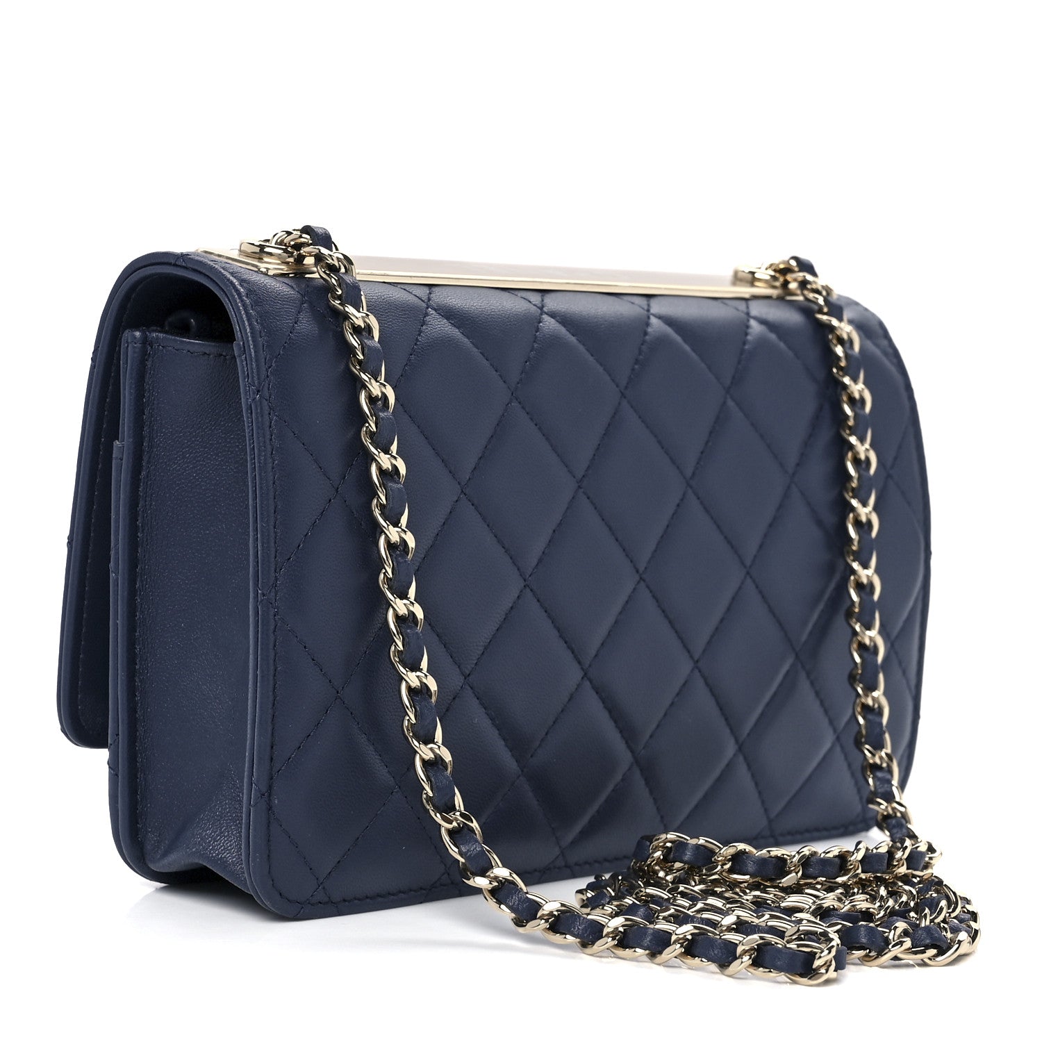 Chanel Lambskin Quilted Trendy CC Wallet On Chain WOC Blue 3 of 13