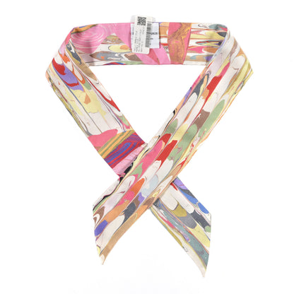 Hermes Silk Marble Silk Twilly Rose Vert Violet 1 of 4
