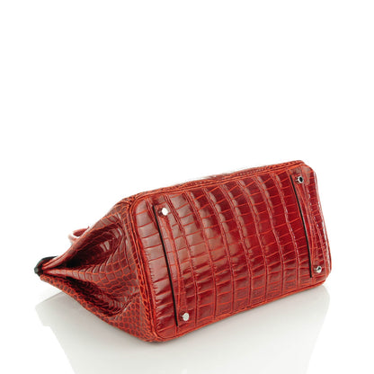 Hermes Shiny Porosus Crocodile Birkin 35 Rouge H 5 of 25