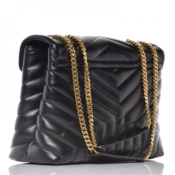 Saint Laurent Calfskin Y Quilted Monogram Medium Loulou Chain Satchel Black 3 of 8