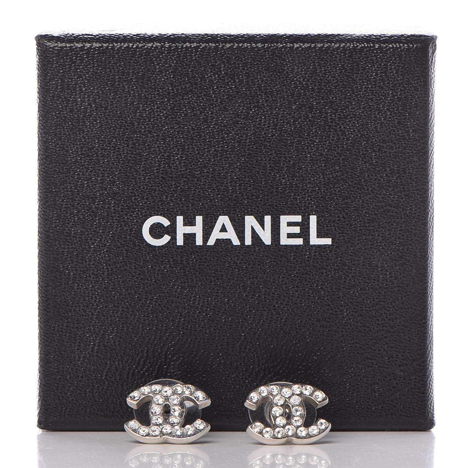 Chanel Crystal Mini Timeless CC Earrings Silver 5 of 5